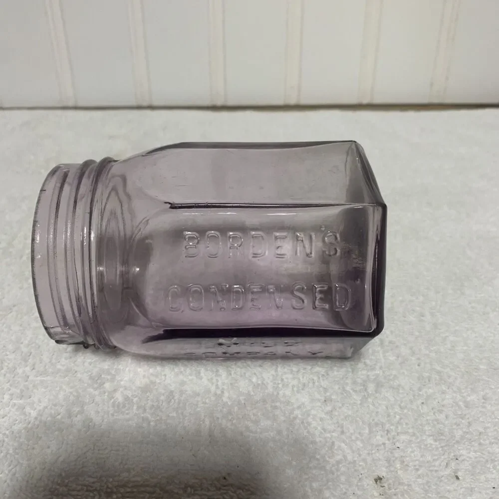 Rare Purple Borden’s Condensed Milk Company Jar 4.25”